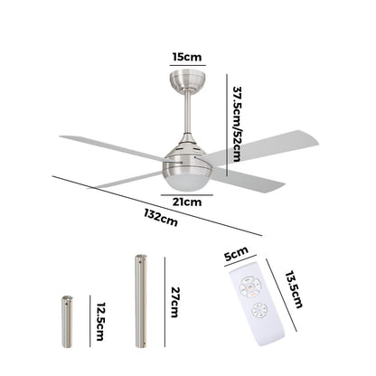 52'' AC Ceiling Fan with Light Remote Control 4 Blades