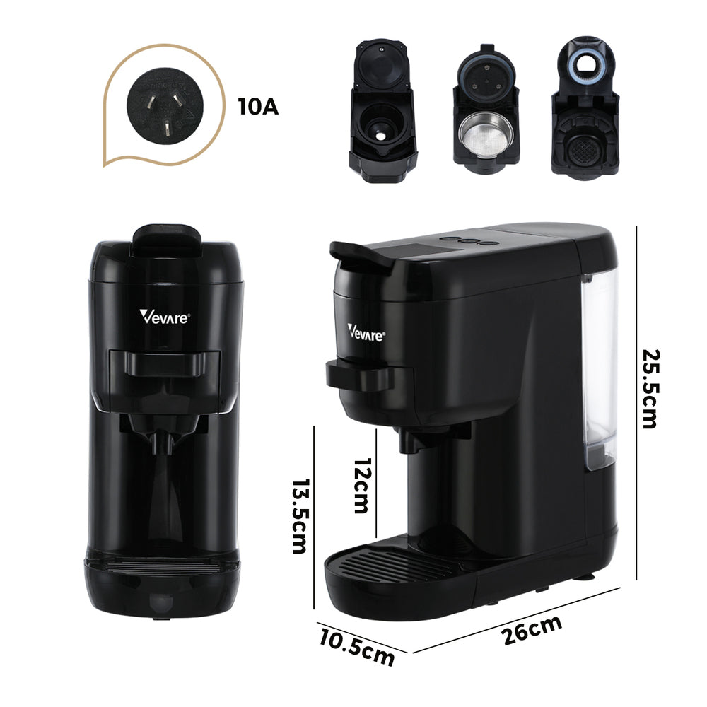 Capsule Coffee Machine 19 Bars 3-in-1 Nespresso Cafe Maker Milk White