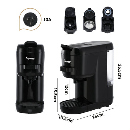 Capsule Coffee Machine 19 Bars 3-in-1 Nespresso Cafe Maker Milk White