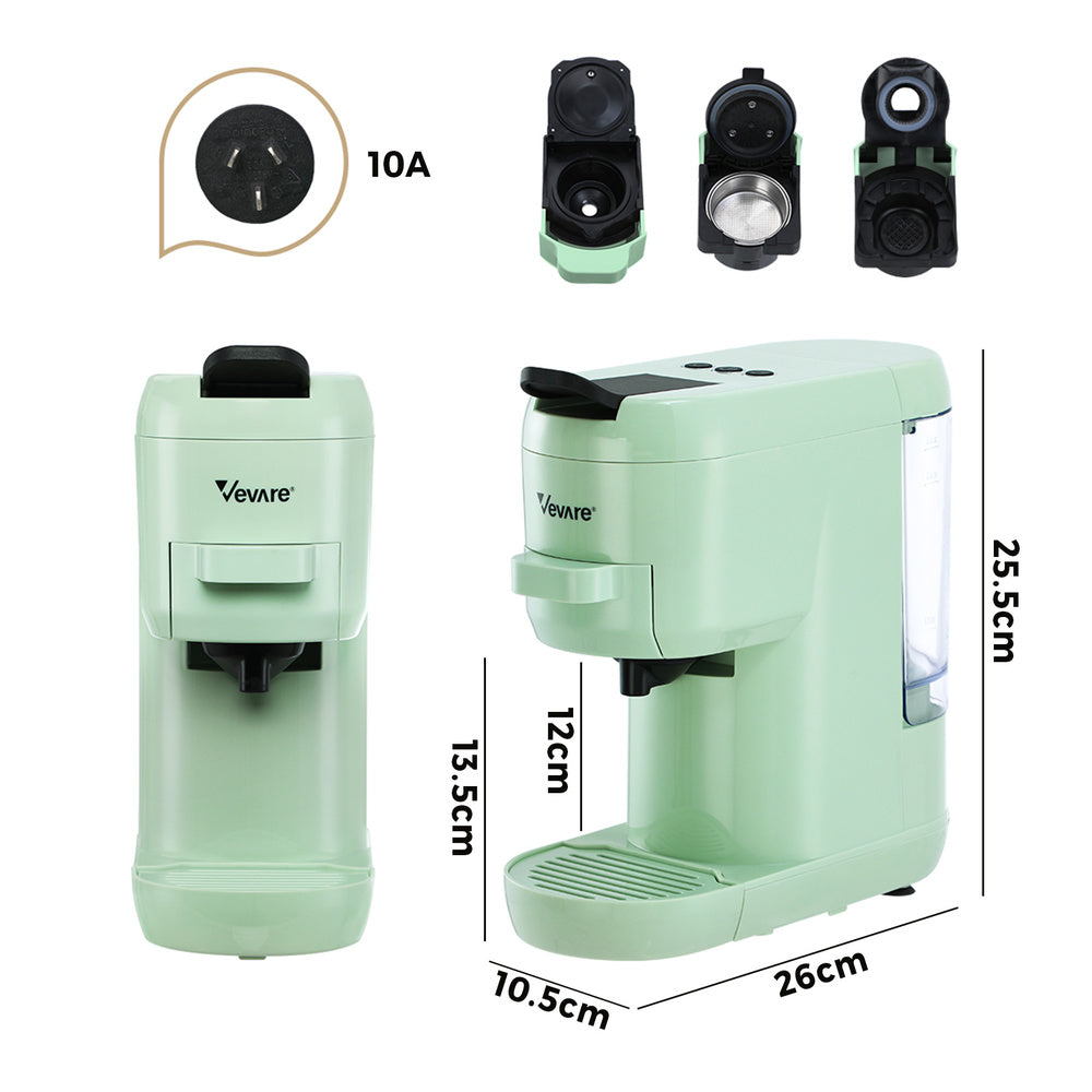 Capsule Coffee Machine 19 Bars 3-in-1 Nespresso Cafe Maker Mint