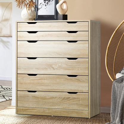 Stylish and Functional: Wooden 6-Drawer Chest of Drawers for Clothes Storage