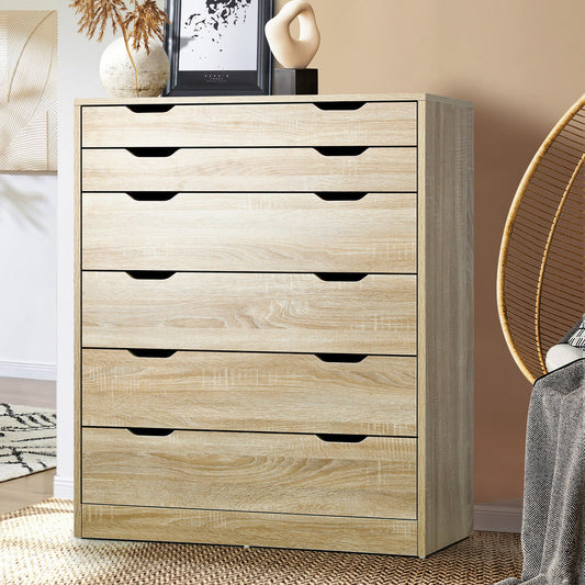 Stylish and Functional: Wooden 6-Drawer Chest of Drawers for Clothes Storage