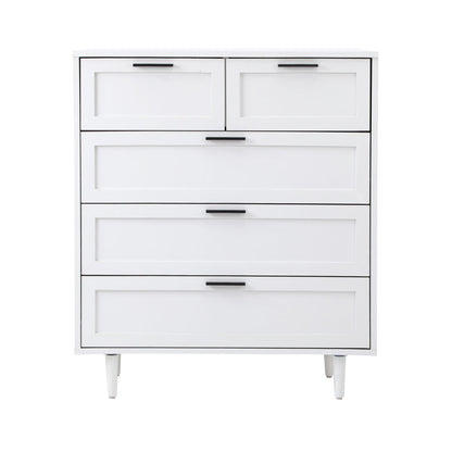 5 Chest of Drawers and 2 Bedside Tables Bedroom Set White
