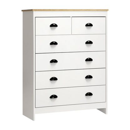 Tallboy Chest of Drawer Dresser 6 Drawers Bedroom Storage Cabinet Natural