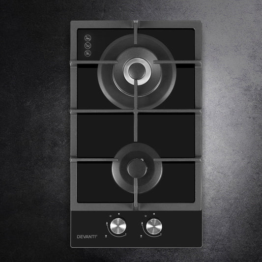 Gas Cooktop 30Cm 2 Burner Black