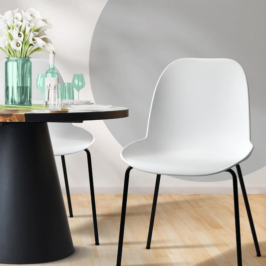 Dining Chairs Kitchen Chair Exclusive Lounge Room Metal Plastic Whitex2
