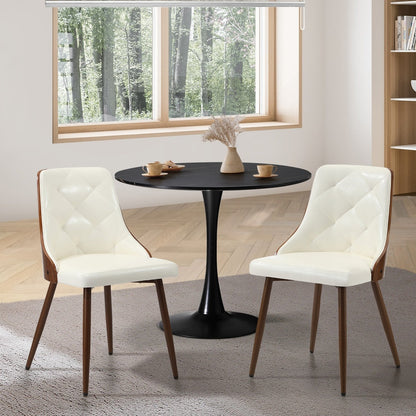 Dining Chairs Retro PU Leather x2 Black/White