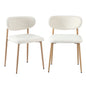 2x Dining Chairs Boucle Black/Wood and White