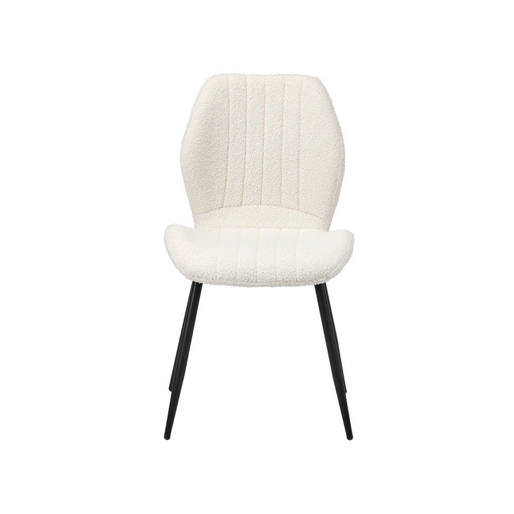 Set of 6 Dining Chairs Padded Seat Armless Boucle White