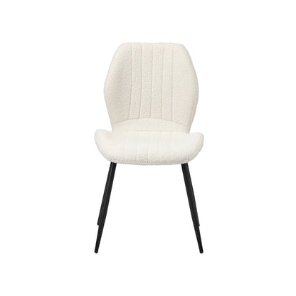 Set of 6 Dining Chairs Padded Seat Armless Boucle White