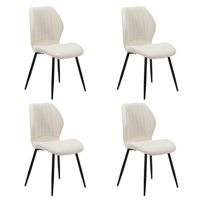 Dining Chairs Padded Seat Armless Boucle White
