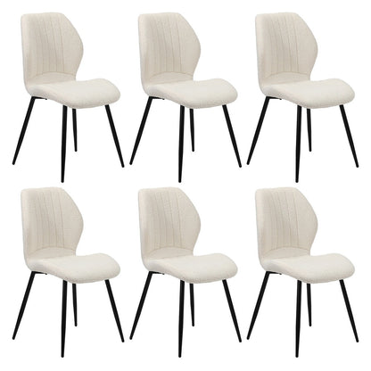 Set of 8 Dining Chairs Padded Seat Armless Boucle White
