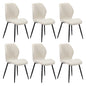 Set of 8 Dining Chairs Padded Seat Armless Boucle White