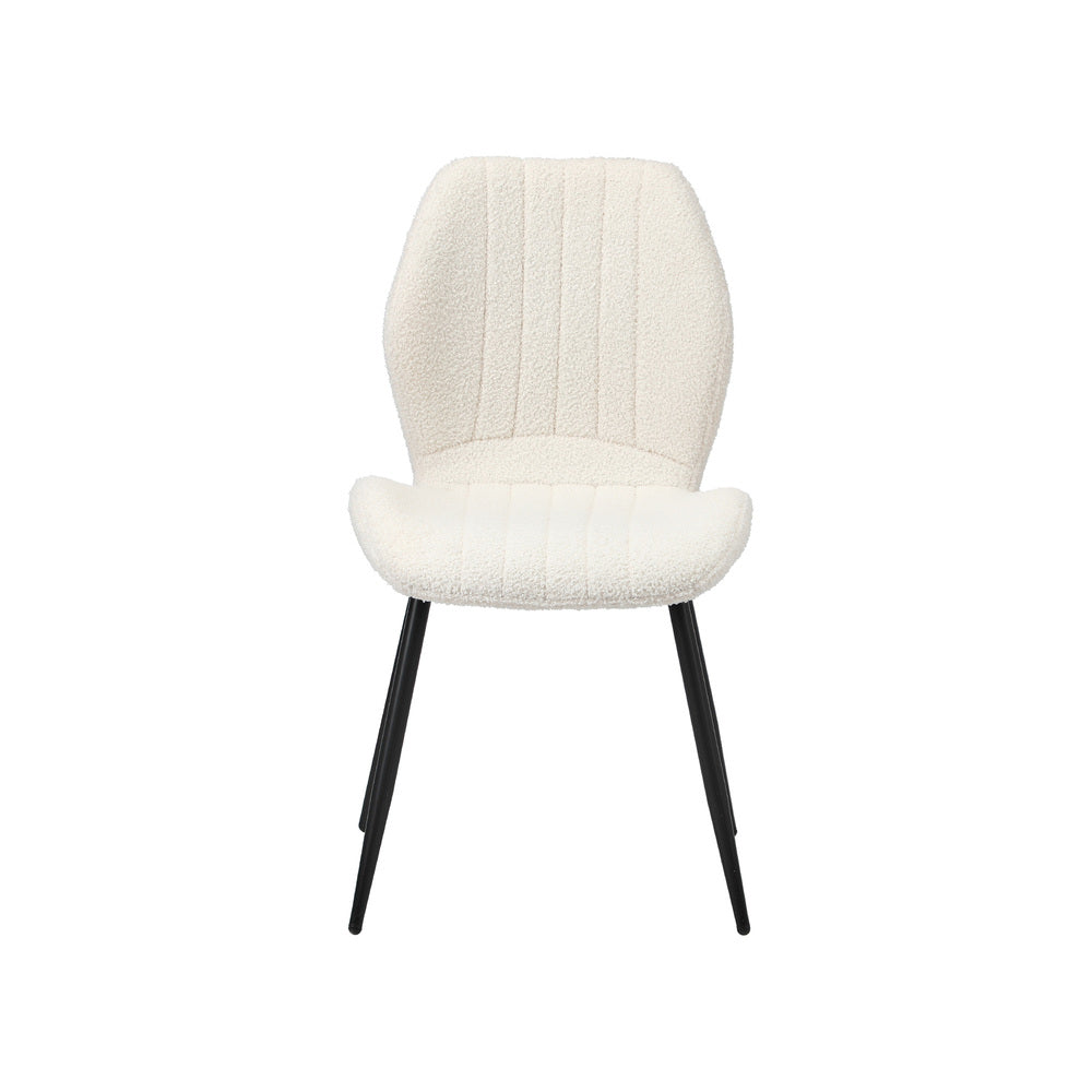 Set of 6 Dining Chairs Padded Seat Armless Boucle White
