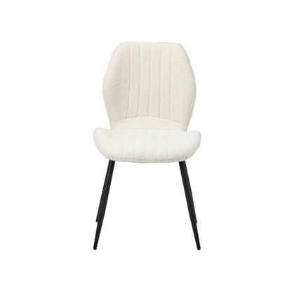 Set of 6 Dining Chairs Padded Seat Armless Boucle White