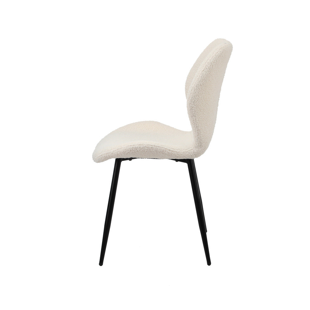 Set of 2 Dining Chairs Padded Seat Armless Boucle White