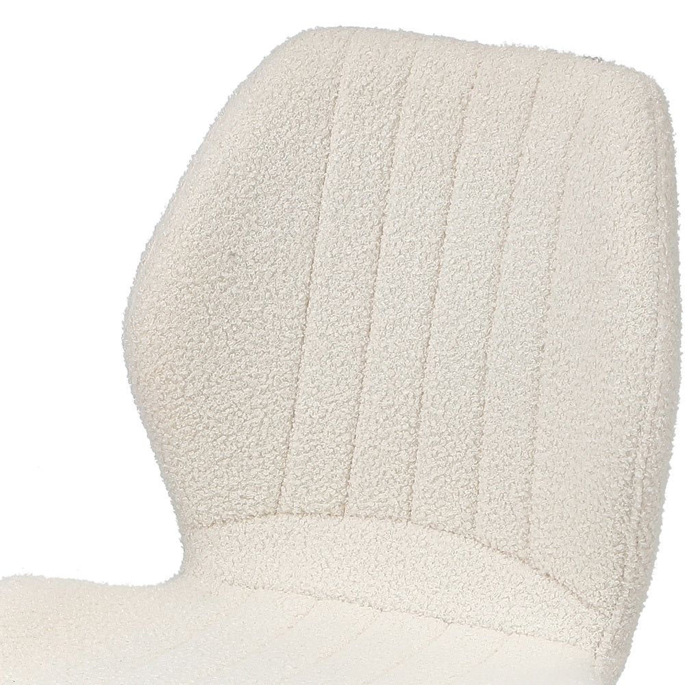 Set of 4 Dining Chairs Padded Seat Armless Boucle White
