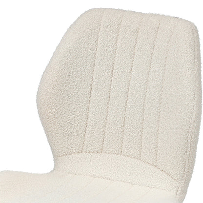 Set of 4 Dining Chairs Padded Seat Armless Boucle White