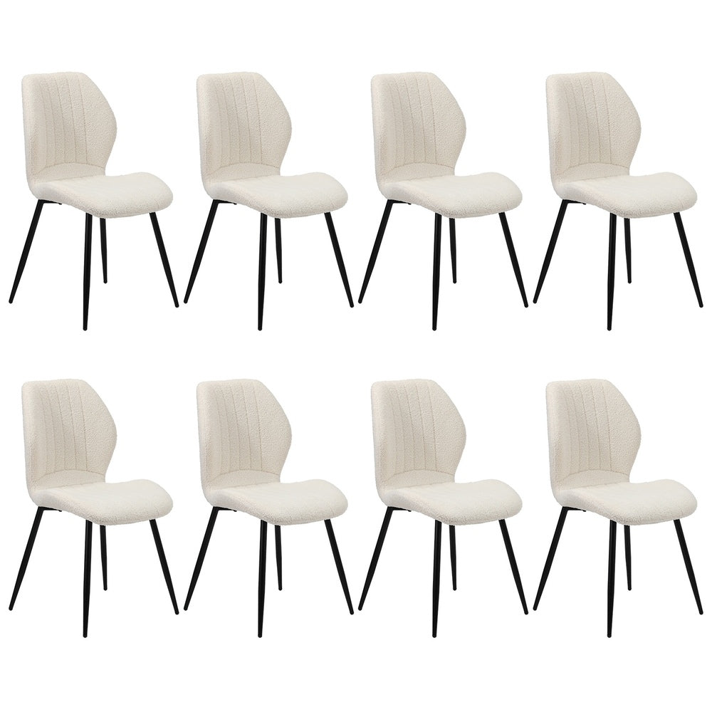 Dining Chairs Padded Seat Armless Boucle White