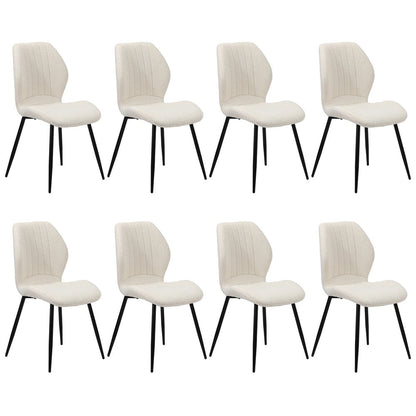 Dining Chairs Padded Seat Armless Boucle White
