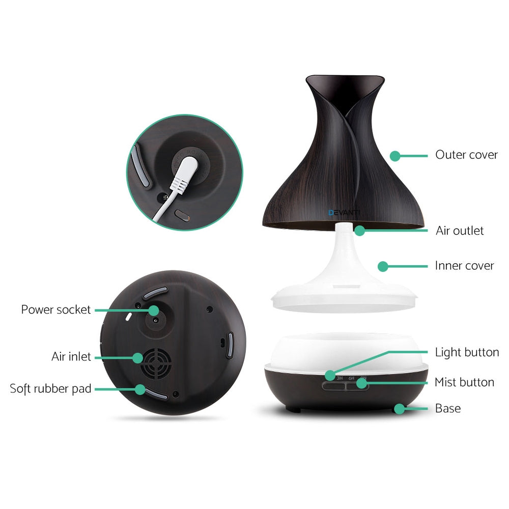 Aroma Diffuser Aromatherapy Dark Wood 400Ml