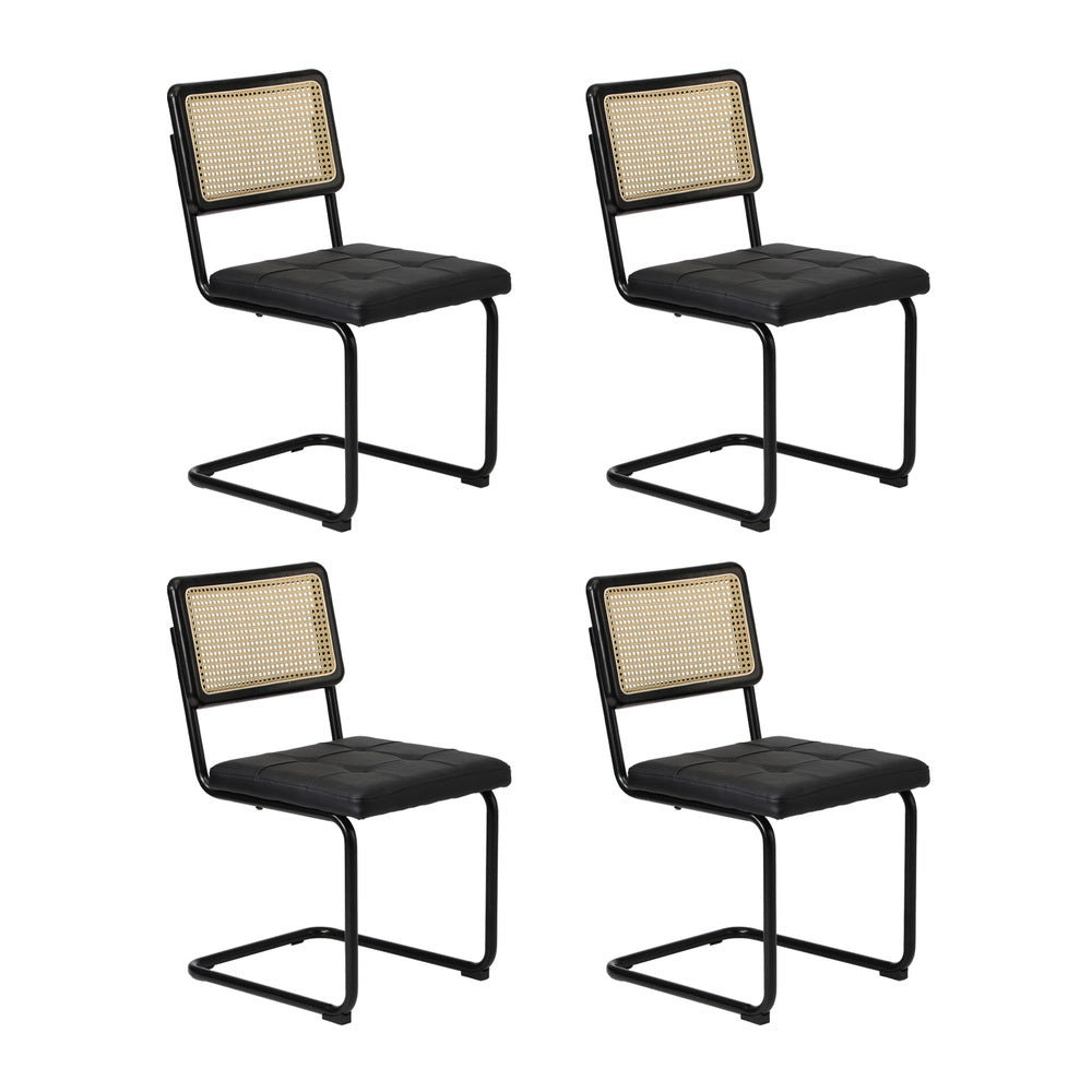 140cm Rectangle Dining Table with 6PCS Dining Chairs Leather Black
