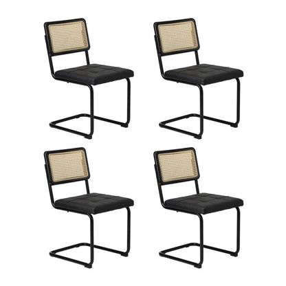 140cm Rectangle Dining Table with 6PCS Dining Chairs Leather Black