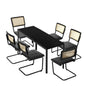 120cm Rectangle Dining Table with 4PCS Dining Chairs Leather Black