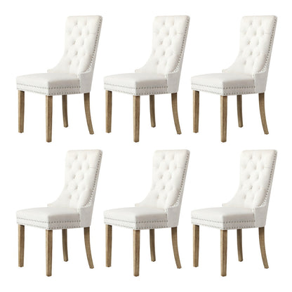 200cm Extendable Dining Table with 6PCS Dining Chairs Velvet Beige