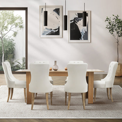 200cm Extendable Dining Table with 6PCS Dining Chairs Velvet Beige