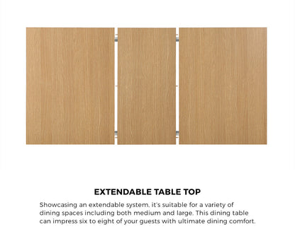 200cm Extendable Dining Table with 6PCS Dining Chairs Velvet Beige