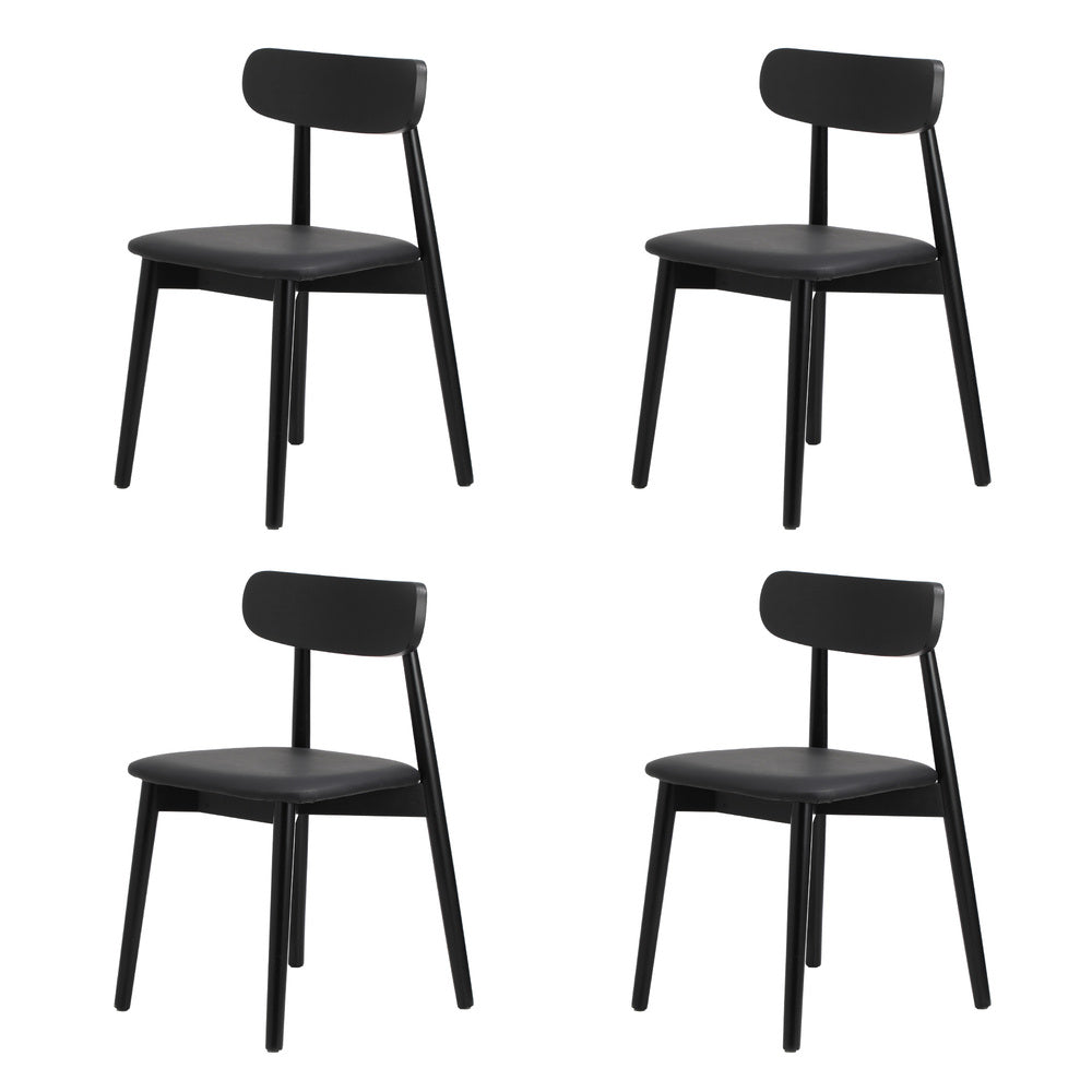 160cm Extendable Dining Table with 6x Dining Chairs PU Leather Black