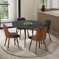 110cm Round Dining Table with 4 Chairs Leather Black