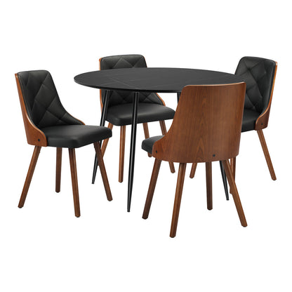 110cm Round Dining Table with 4PCS Chairs Linen Grey