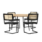 110cm Round Dining Table with 4PCS Dining Chairs Leather Black