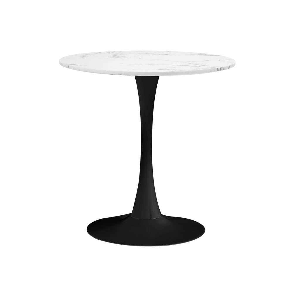 60cm Round Dining Table with 2x Dining Chairs Boucle White&Black