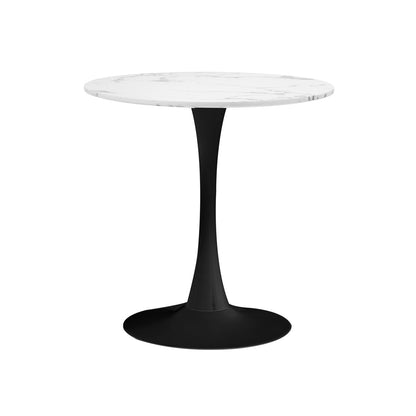 60cm Round Dining Table with 2x Dining Chairs Boucle White&Black