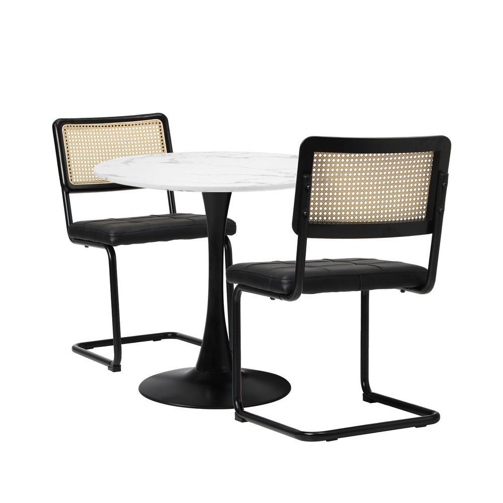 Round Dining Table with Dining Chairs PU Leather/Velvet