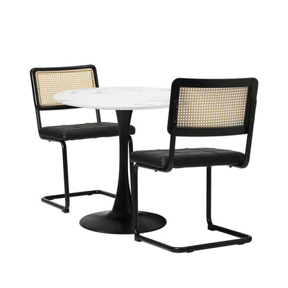Round Dining Table with Dining Chairs PU Leather/Velvet