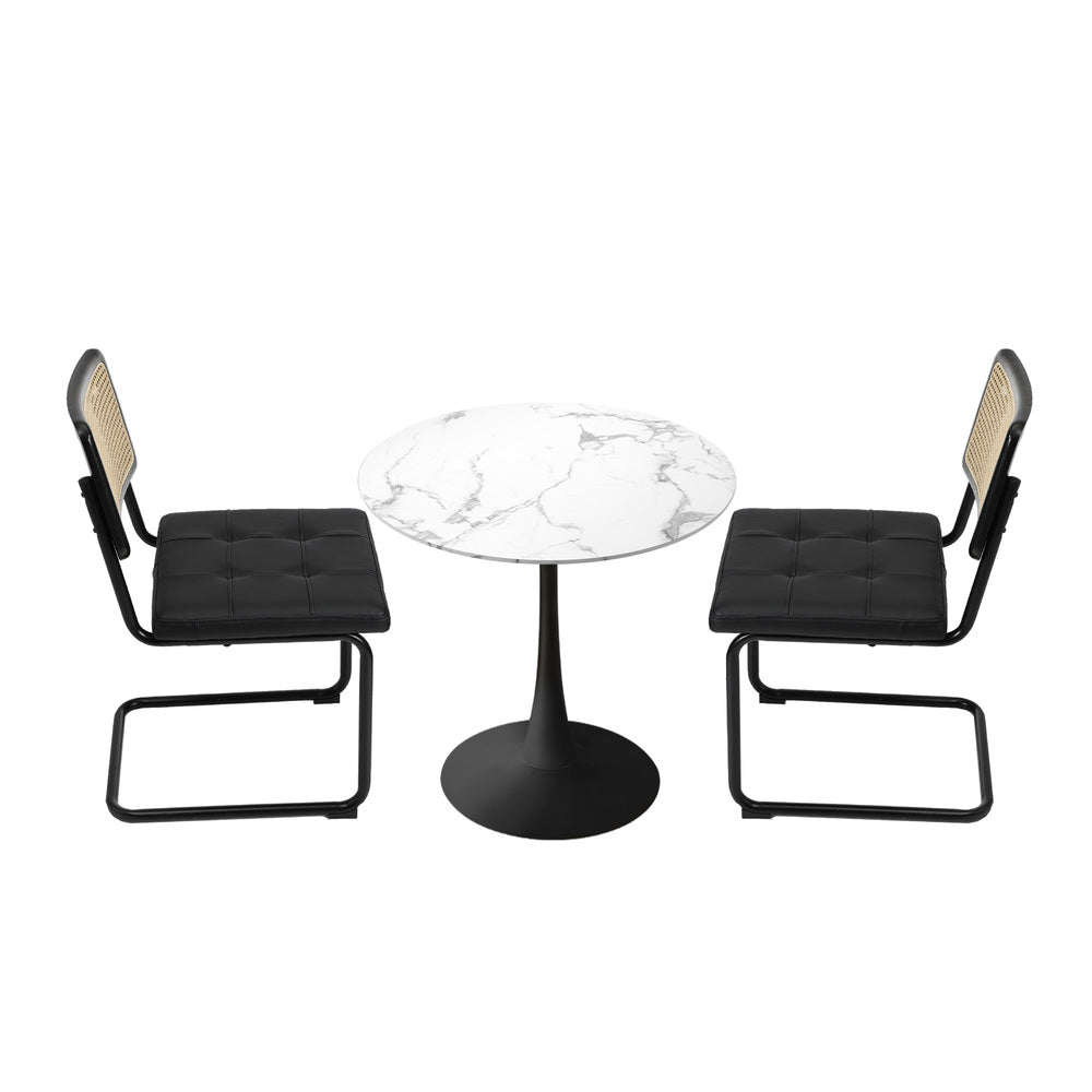 60cm Round Dining Table with 2PCS Dining Chairs Velvet Green