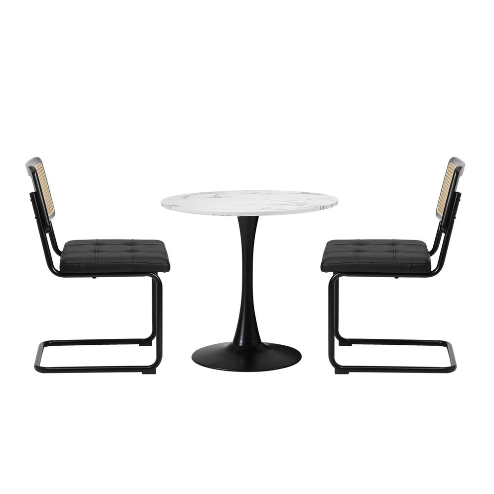 60cm Round Dining Table with 2PCS Dining Chairs Velvet Green