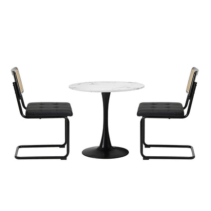 60cm Round Dining Table with 2PCS Dining Chairs Velvet Green