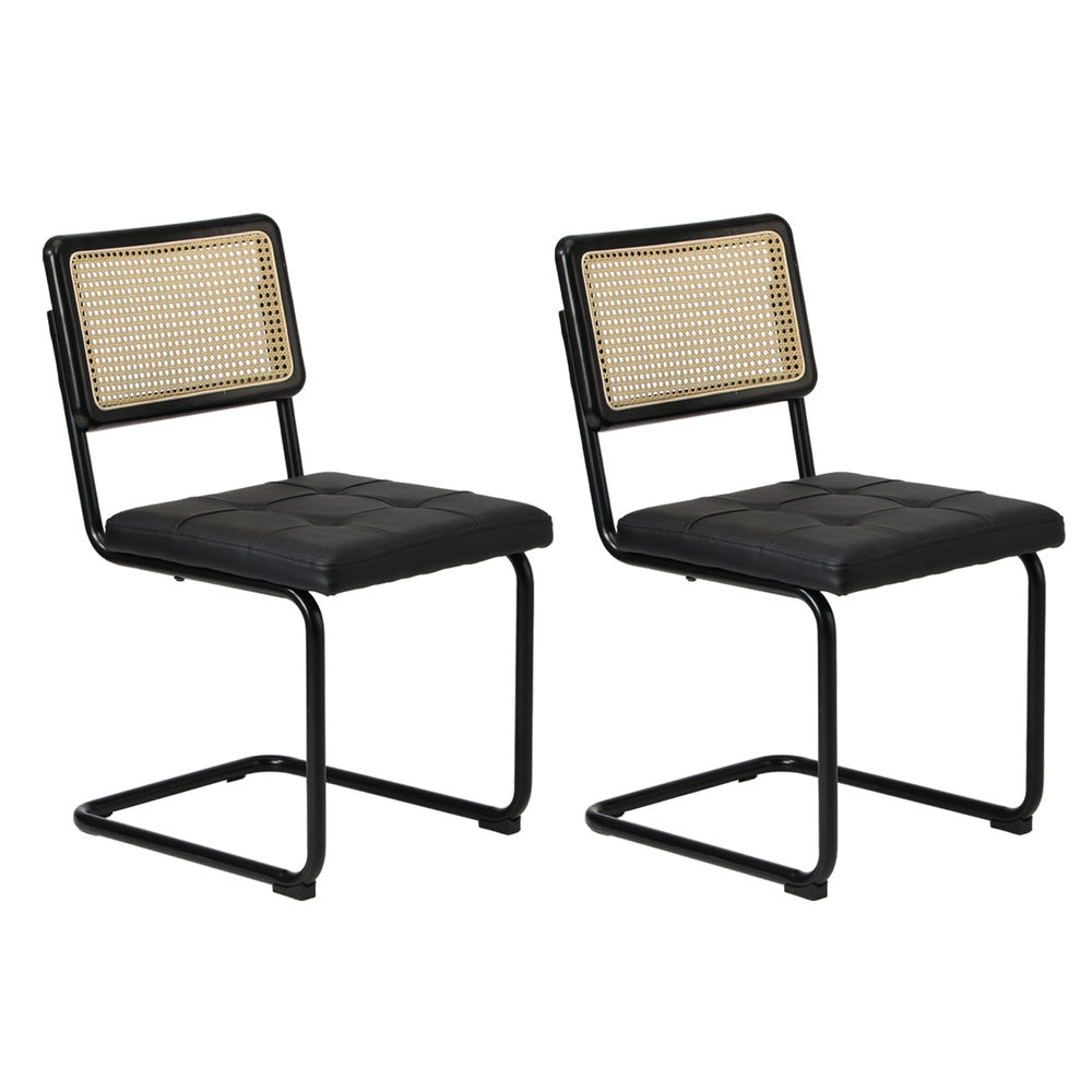 60cm Round Dining Table with 2PCS Dining Chairs PU Leather Black