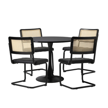 Round Dining Table with Dining Chairs PU Leather/Velvet