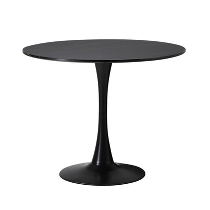 90cm Round Dining Table with 5PCS Dining Chairs Velvet White&Green