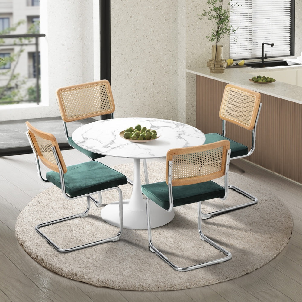 60cm Round Dining Table with 2PCS Dining Chairs PU Leather Black