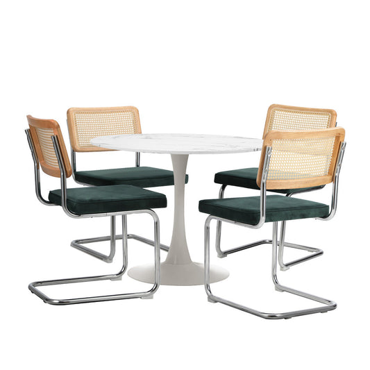 60cm Round Dining Table with 2PCS Dining Chairs PU Leather Black