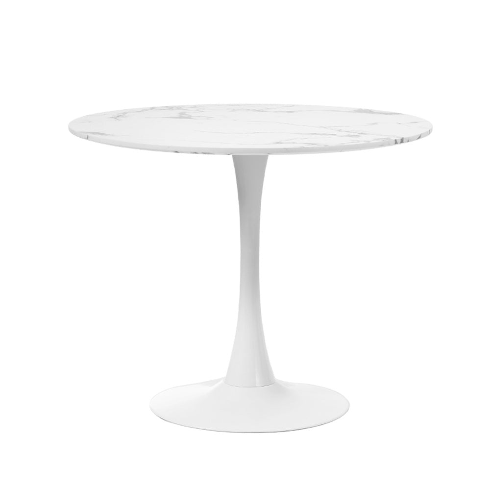 90cm Round Dining Table with 5PCS Dining Chairs Velvet White&Green