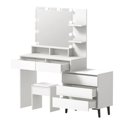 Dressing Table Stool Set 10 LED Bulbs White