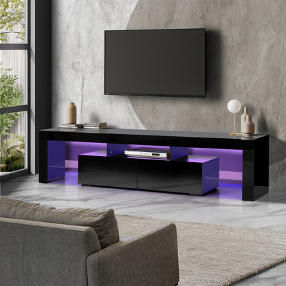 Transform Your Living Space: Modern Gloss Black Entertainment Unit with LED RGB